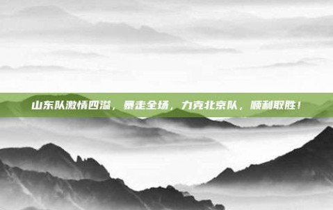 山东队激情四溢，暴走全场，力克北京队，顺利取胜！