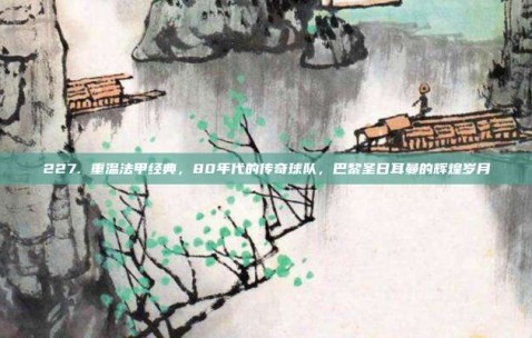 227. 重温法甲经典，80年代的传奇球队，巴黎圣日耳曼的辉煌岁月