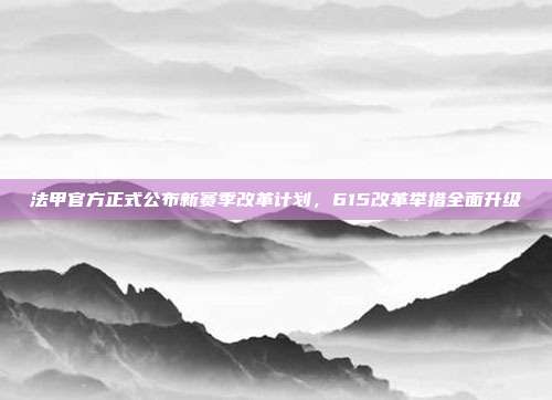 法甲官方正式公布新赛季改革计划，615改革举措全面升级